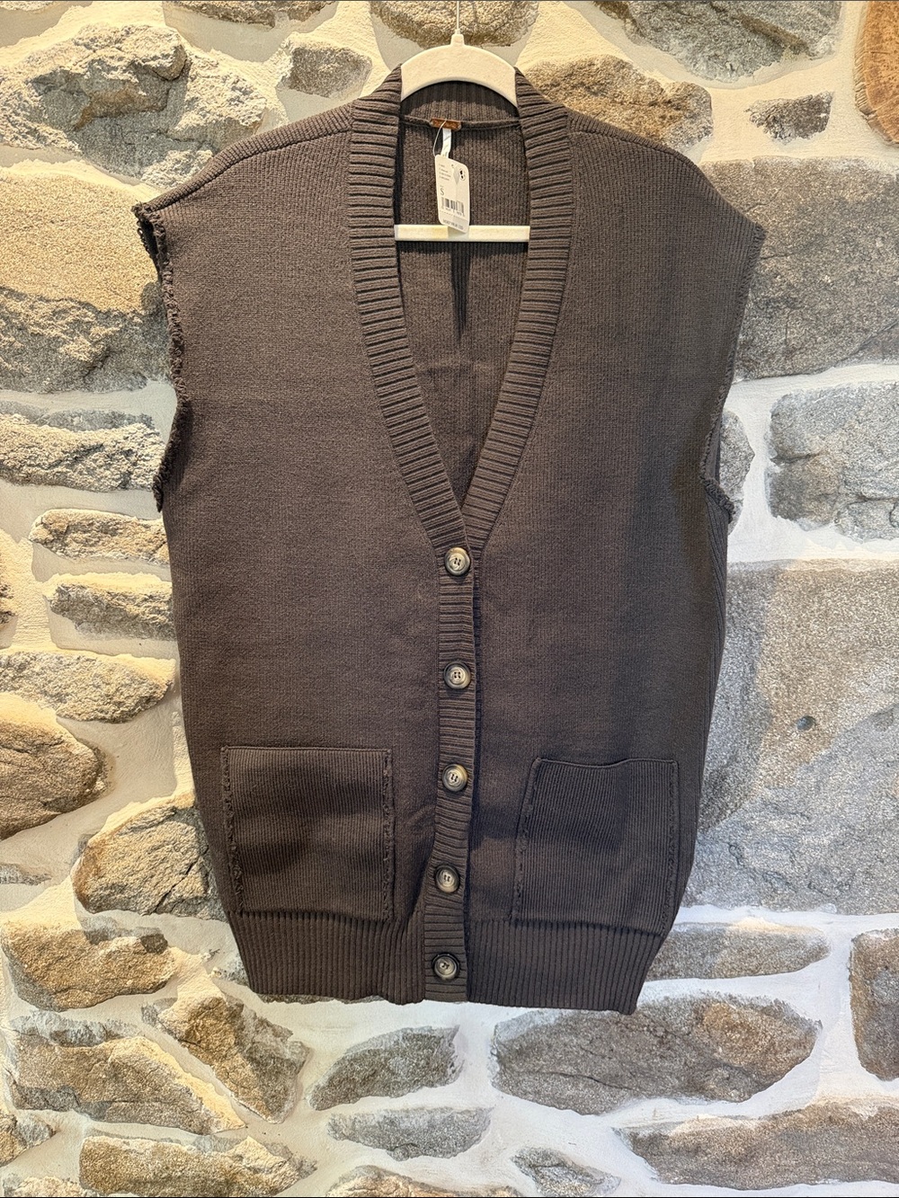 Free People Oversized Ribbed Knit Button-Front Vest